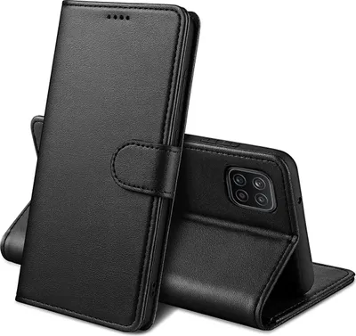 Immagine prodotto di Custodia per Samsung Galaxy A22 5G - Portafoglio nero con patta magnetizzata per conservare le carte del cellulare Phonillico®