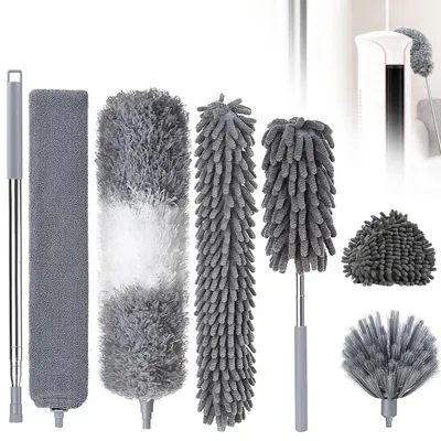 Image de Staubwedel télescopique lavable en microfibre, longueur 2,52 mètres, extensible, ensemble de 7 pièces