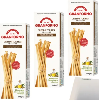 Produktbild von Knusprige Grissini torinesi mit nativem Olivenöl Extra 3er Pack (3x125g Packung) + usy Block