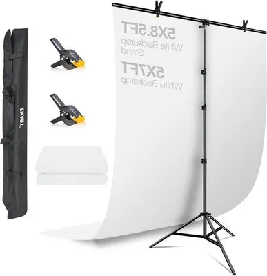 Obrázek produktu pro Bílý pozadí pro fotoateliér, rozměry 15 x 20 m, s T-podpěrou
