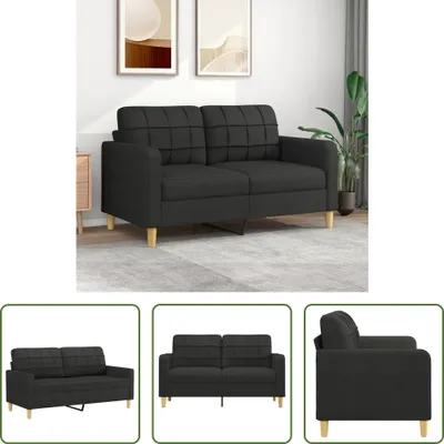 Image de The Living Store Canapé 2 places noir 140 cm Tissu