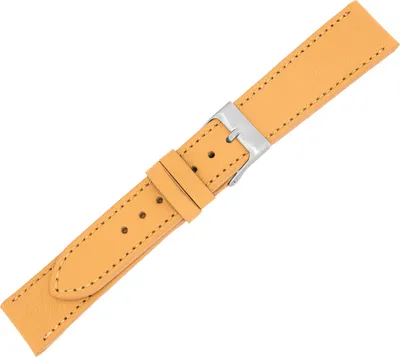 Produktbild von Minott > Uhrenarmband flach Kalbsleder orange Ton in Ton Naht Verlauf, Stegbreite:18mm, Schließe:Silbern