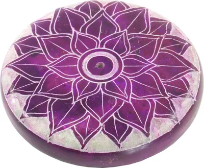Produktbild von Indischer Räucherstäbchenhalter Ø 5,5 cm aus Speckstein, Chakra Räucherstäbchenhalter Ø 5,5 cm - Sahasrara, Räucherstäbchen Halter