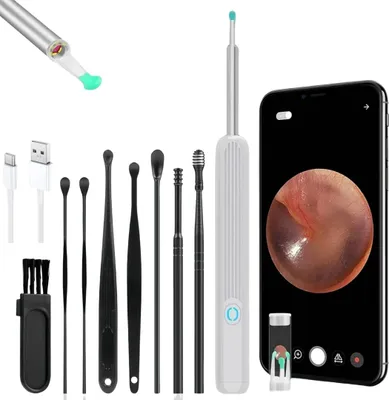 Produktbild von Ohrenschmalz Entferner,Otoskop,Wifi Ohrenreiniger, 360° Kamera,IP67,6 LED,Earpick Ohrreiniger mit Licht Ohrlöffel für Baby Kinder Erwachsene