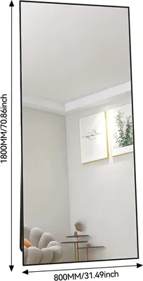Produktbild von HD-Ganzkörperspiegel - Standspiegel - 180x80 cm - Freistehend - Verstellbare Neigung - Gerade Kanten - Schwarz