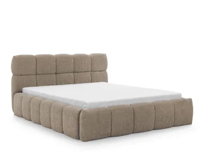 Produktbild von FURNISTAR Polsterbett SOFIA 180x200 mit Bettkasten, Bubble Bett, Doppelbett mit Stauraum, Lattenrost, Boxspringbett-Optik, ohne Matratze- Taupe