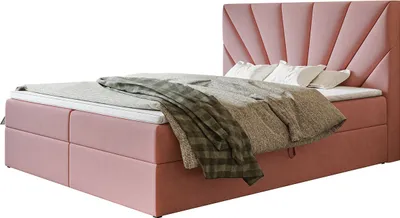 Produktbild von Boxspringbett DENVER mit 2 Bettkästen, Polsterbett Maße: 120x200, Farbe: Rosa, Velourstoff, Doppelbett mit Bonell-Matratze