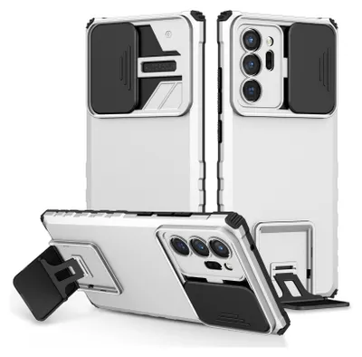 Immagine prodotto di Custodia per Samsung Galaxy Note 20 Ultra 5G a doppio strato robusta, protezione militare con kickstand e protezione scorrevole per la fotocamera Bianco