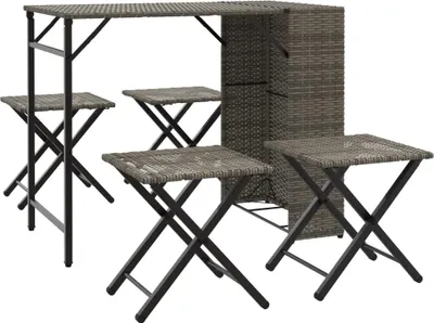 Image de vidaXL Ensemble de jardin 5 pièces pliable Gris Poly rotin