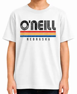 Produktbild von O'Neill Nebraska Vintage Retro 70s 80s Style Streifen USA Amerika Kinder T-Shirt, Weiß, 128