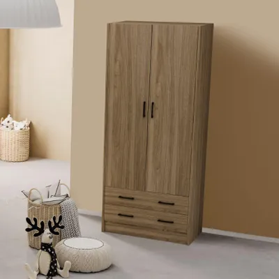 Immagine prodotto di Armadio due ante e cassetti 91x52x210h colore noce naturale ARM290C