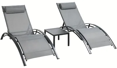 Image de Transat - Chaise longue - Ensemble 2 places - Dossier réglable en 5 positions