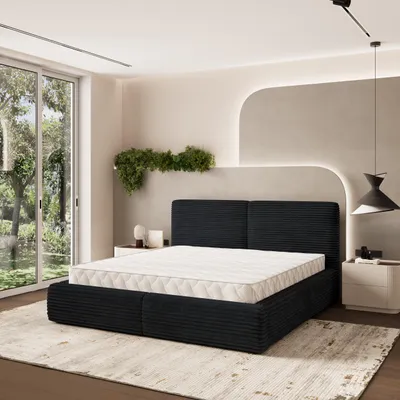 Produktbild von Masseno Polsterbett FELURO T 200x200 cm, Polsterbett mit Bettkästen -Schwarz, TILIA 100