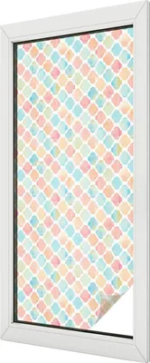 Obrázok produktu pre Vitrážová fólia na okno - 116x50 cm - vitrážový vzor - nepriehľadná dekoratívna fólia na ochranu súkromia - samolepiaca, UV ochrana - farebné akvarely