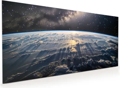 Produktbild von Küchenrückwand Spritzschutz Glas mit Motiv Weltall Sonnenaufgang 40 x 40 cm