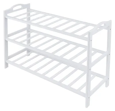 Schuhregal Bambus 3 Ebenen 48x70x25 cm weiß
