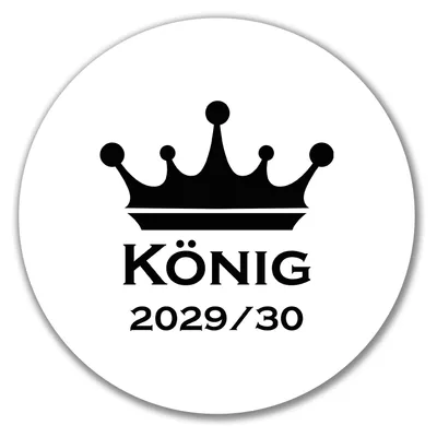 Produktbild von Huuraa Aufkleber König 2029/30 Krone Schüztenkönig 10cm rund Sticker Geschenkidee