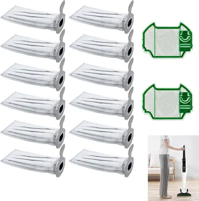 Produktbild von 12 Stück Staubsaugerbeutel und 2 Filter für Vorwerk Kobold VK7 FP7 Premium | Akku Staubsauger Haushalt Ersatz