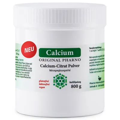 Produktbild von Calcium-Citrat Pulver – Pures Calcium-Citrat ohne Zusätze - 800 g | 1 Dose [Original-Pharno]