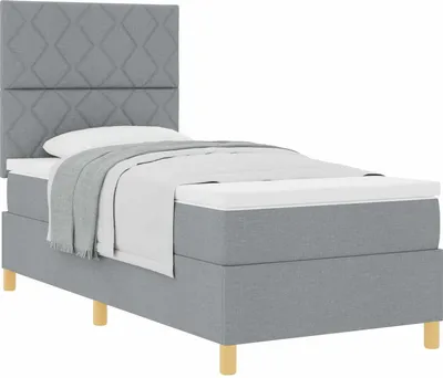 Produktbild von vidaXL Boxspringbett mit Matratze Hellgrau 90 x 200 cm Stoff
