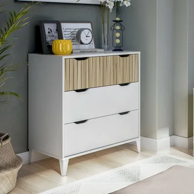 Produktbild von Dmora Kommode Gromore 70,5x40x76h cm Weiß 3 Schubladen
