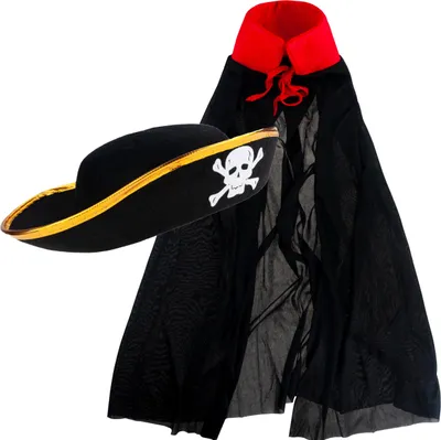 Produktbild von Piratenkostüm, Schwarz, Kinder-Halloween-Verkleidung, Hut Und Umhang, Set