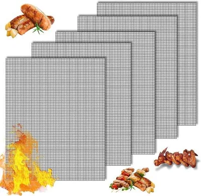 Produktbild von Famanu BBQ Grillmatte Set - 42 x 36 cm, wiederverwendbare Grillmatte für Fleisch und Gemüse
