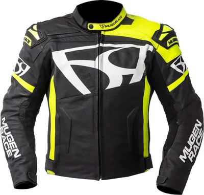 Obrázok produktu pre MUGENRACE Aggressore kožená bunda na motorku, čierna/biela/žltá, 54