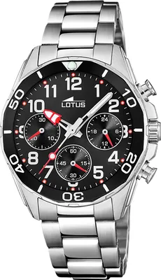 A close-up studio shot of a men's wristwatch.