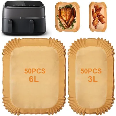 Produktbild von Airfryer Backpapier 100 Stück für Philips Dual Basket 6L/3L, Rechteckig