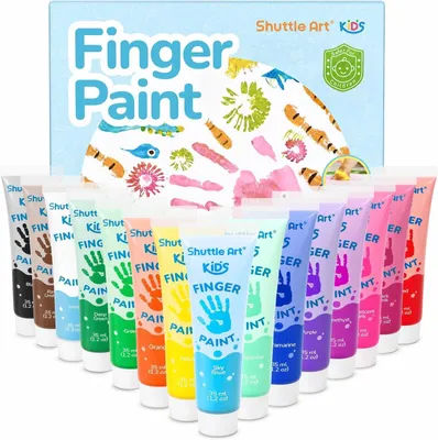 Image de Peinture au doigt - 15 couleurs - Lavable - En tubes