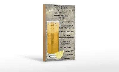 Produktbild von Holzschild Alkohol 12x18cm Gin Fizz Equipment ingredients