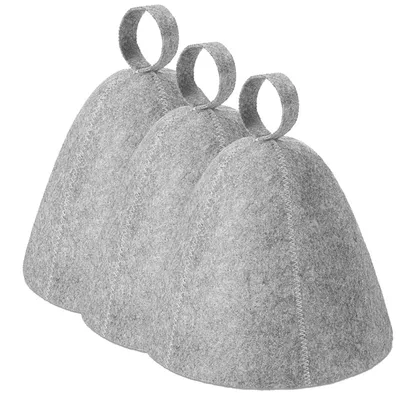 Produktbild von 3 Stück Saunahut, Filz Sauna Mütze, Saunakappe, Bequem Saunamütze für Damen Herren, Grau