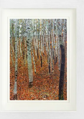 Obrázek produktu pro Gustav Klimt Rámovaný obraz s jemným paspartováním | Obrazy na zeď | V rámu - Březový les, 1903 (40 x 30 cm)
