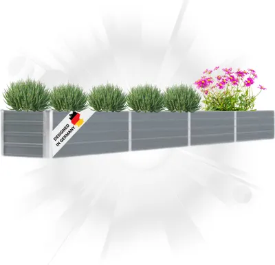 Produktbild von DELUKE® Hochbeet für Garten OSKAR Grau | 320x40x45cm | Verzinkter Stahl | Wetterfest | Gartenbeet Kräuterbeet Blumenbeet Beet hoch Frühbeet für Garten Gemüsebeet