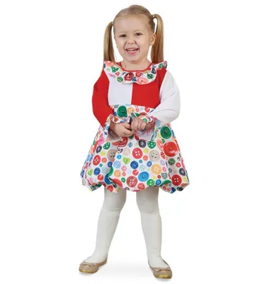 Produktbild von Kinderkostüm Kleid Knöpfchen Knöpfe Button Spielkostüm Bunt Verkleidung (98)