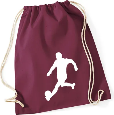 Produktbild von Huuraa Turnbeutel Fußball Soccer 12 Liter Burgundy Baumwolle Rucksack Geschenkidee