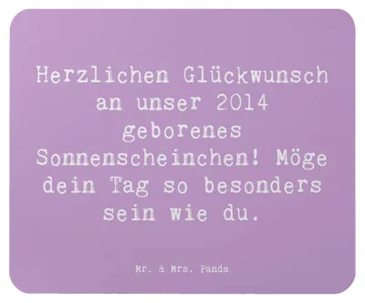 Produktbild von Mr. & Mrs. Panda Mousepad Spruch 2014 Geburtstag Sonnenschein - Lavendeltraum - Geschenk, computer, Alter, mousematte, Geburtstagskind, Mouse Pad, Geburtstagsfeier