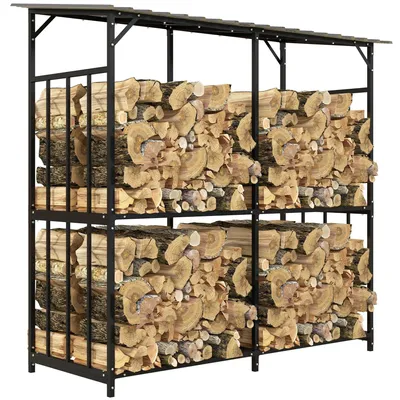 Productafbeelding van Houtopslag - Brandhoutrek - Haardhoutrek - Houtrek - Houtberging - Gepoedercoat Staal - Waterdicht Dak 1,17 m³