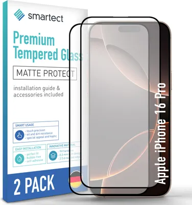 Produktbild von 2x Schutzglas Panzerfolie Full Screen Matt für iPhone 16 Pro Displayschutz Glas
