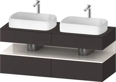 Produktbild von Duravit Qatego Konsolenwaschtischunterbau, 2 Auszüge, 2 Schubkästen, 2 Ausschnitte, 1400x550x600mm, Nische Weiß hochglänzend, QA4767022800010