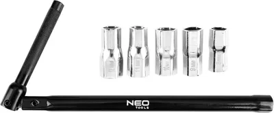 Produktbild von NEO TOOLS Standhahnschlüssel + 5 Steckschlüssel 8, 9, 10, 11, 12 mm - Wasserhahn Montagewerkzeug - Perfekt für schwer zugängliche Stellen
