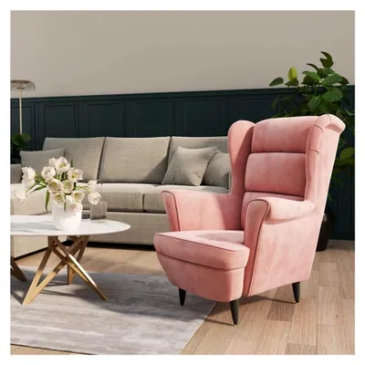 Produktbild von Sessel Loungesessel Fernsehsessel Ohrensessel Relaxsessel Wohnzimmersessel Couchsessel Armsessel Polstersessel Lounge Rosa Samt