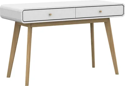 Produktbild von Schreibtisch >Janne< 2 Schubladen, in Weiß und Eiche - 120x79x50cm (BxHxT)
