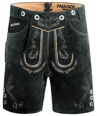 Produktbild von PAULGOS Herren Trachten Lederhose Kurz - HK1 - Echtes Leder - in 3 Farben erhältlich - Größe 44 - 60