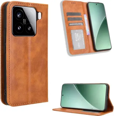 Produktbild von Mobigear Sensation  Xiaomi 15 Pro Hülle Klapphülle Geldbörse - Braun