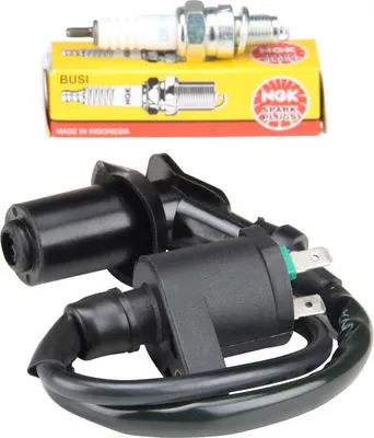 Image de Bobine d'allumage avec cosse de bougie et bougie NGK CR7HSA pour GY6 50ccm-125ccm 4 temps moteur chinois Baotian Rex QMA QMB