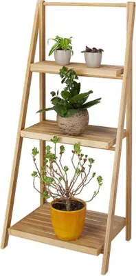 Image de Étagère en bambou à 3 niveaux - pliable - bois - naturel - 99 x 45 x 32 cm