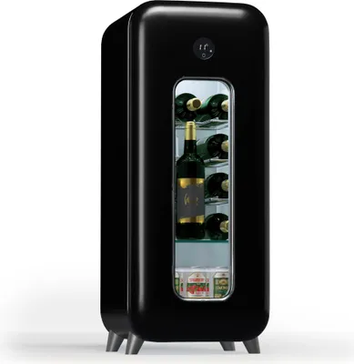 Image de Klarstein Cave à vin sur pied 1 zone, Petit réfrigérateur à boissons, Petite cave à vin avec porte vitrée, Réfrigérateur à boissons intérieur/extérieur, cave à vin, 15 bouteilles