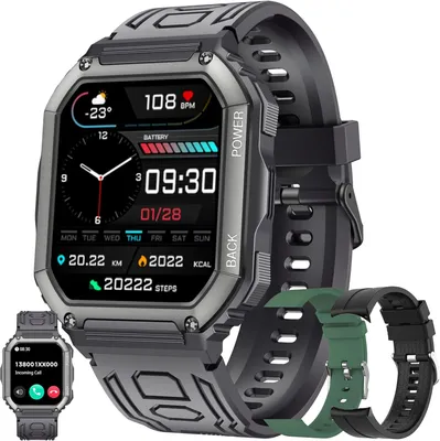 Produktbild von für Herren mit Telefonfunktion, HD-Sportuhr Bluetooth-Anrufen, Fitnessuhr, Pulsmesser, Schrittzähler mit 3 Uhrenarmbändern